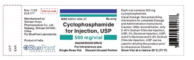 Vial Label- Cyclophosphamide For Injection, Usp 500mg/vial (Vial Container Label 500mg)